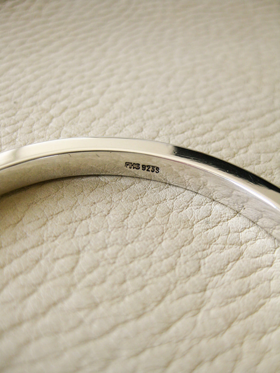 Heavy 46g Modernist Danish sterling silver bangle with gold tips