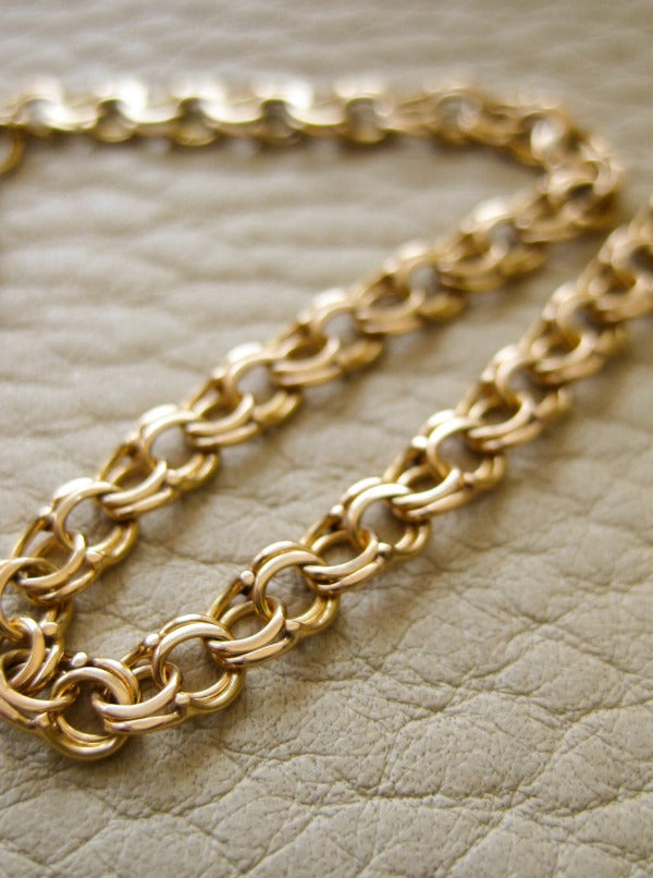 Dainty 18k double-link solid gold bracelet - Avesta, Sweden 1960