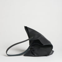 Wedge bag -  Carbon black lightweight smooth leather