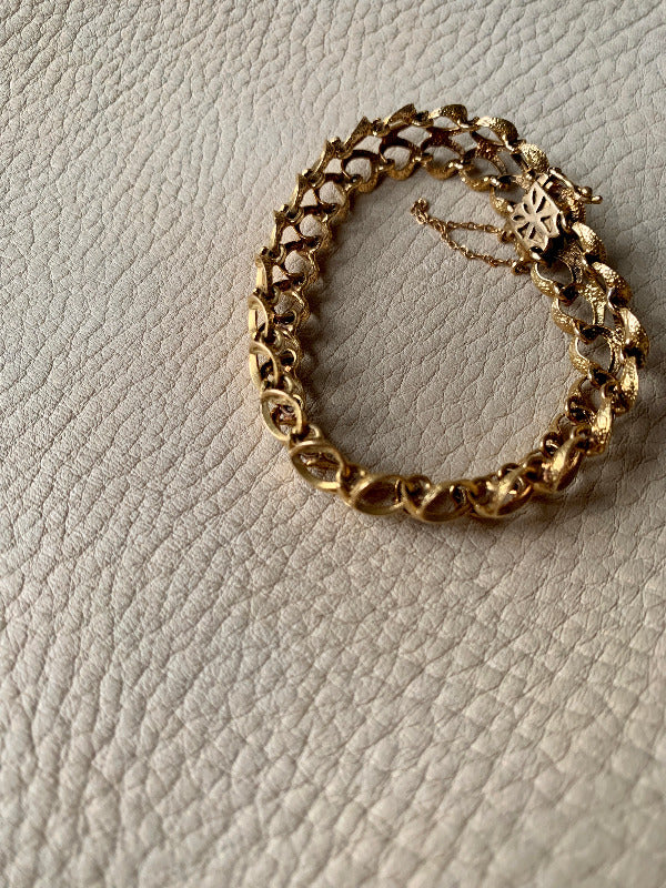 18k gold midcentury modern unique gold link bracelet size 7