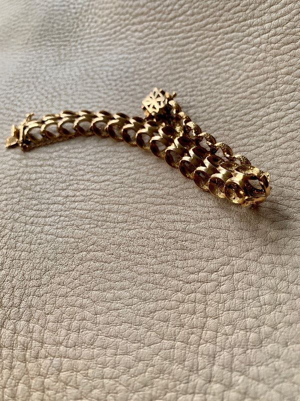 18k gold midcentury modern unique gold link bracelet size 7