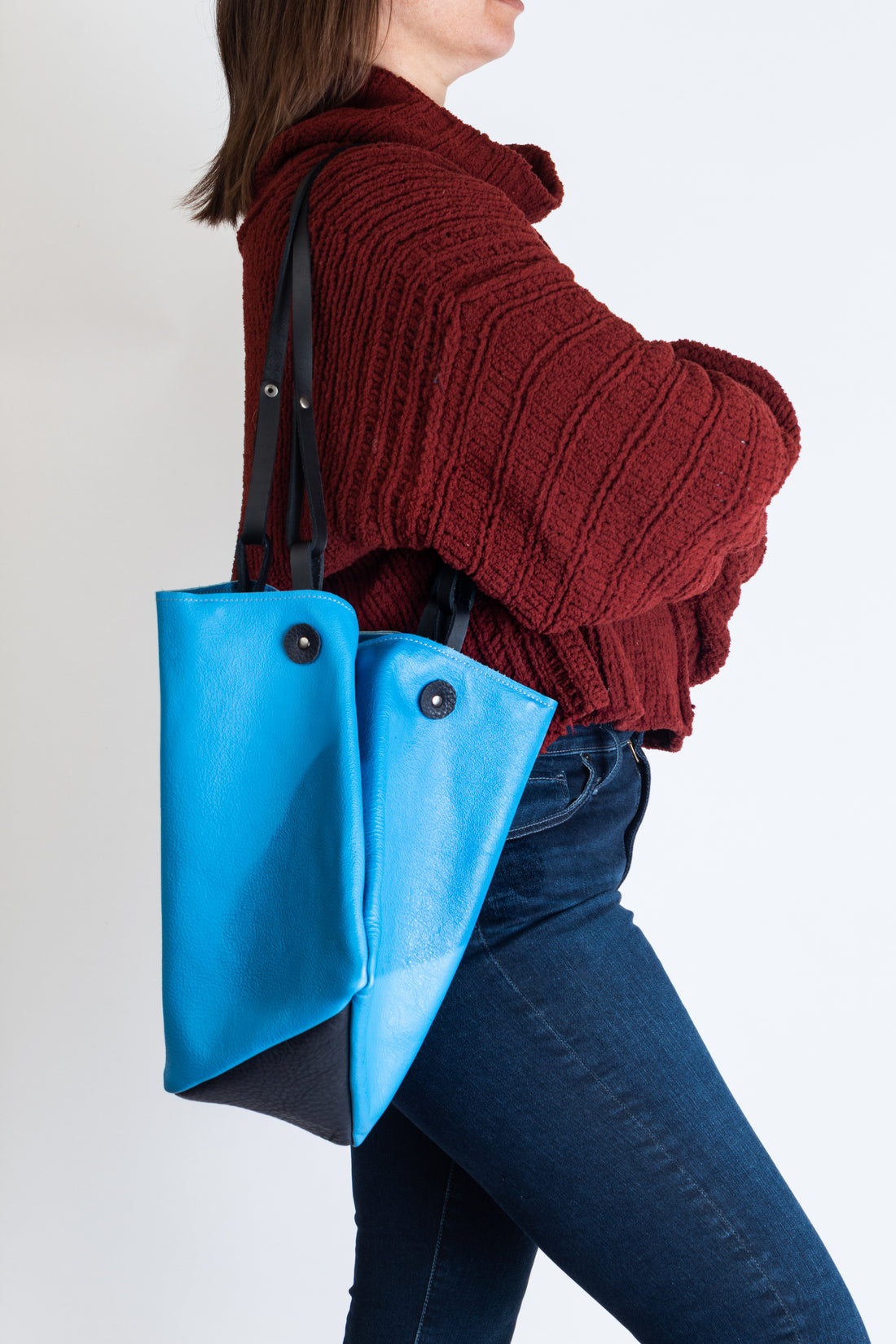 Diamond tote - Mineral Blue leather