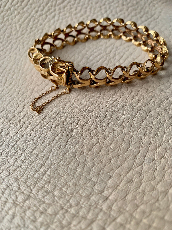 18k gold midcentury modern unique gold link bracelet size 7