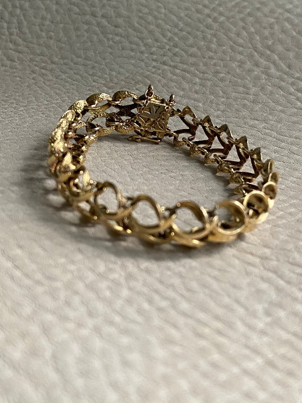 18k gold midcentury modern unique gold link bracelet size 7