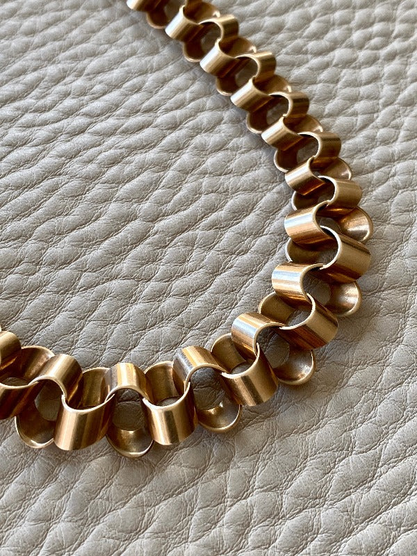 vintage danish 14k ruffle necklace 17.5 inches long