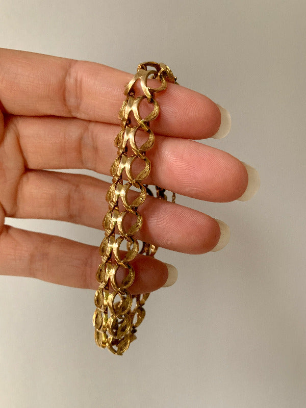 18k gold midcentury modern unique gold link bracelet size 7