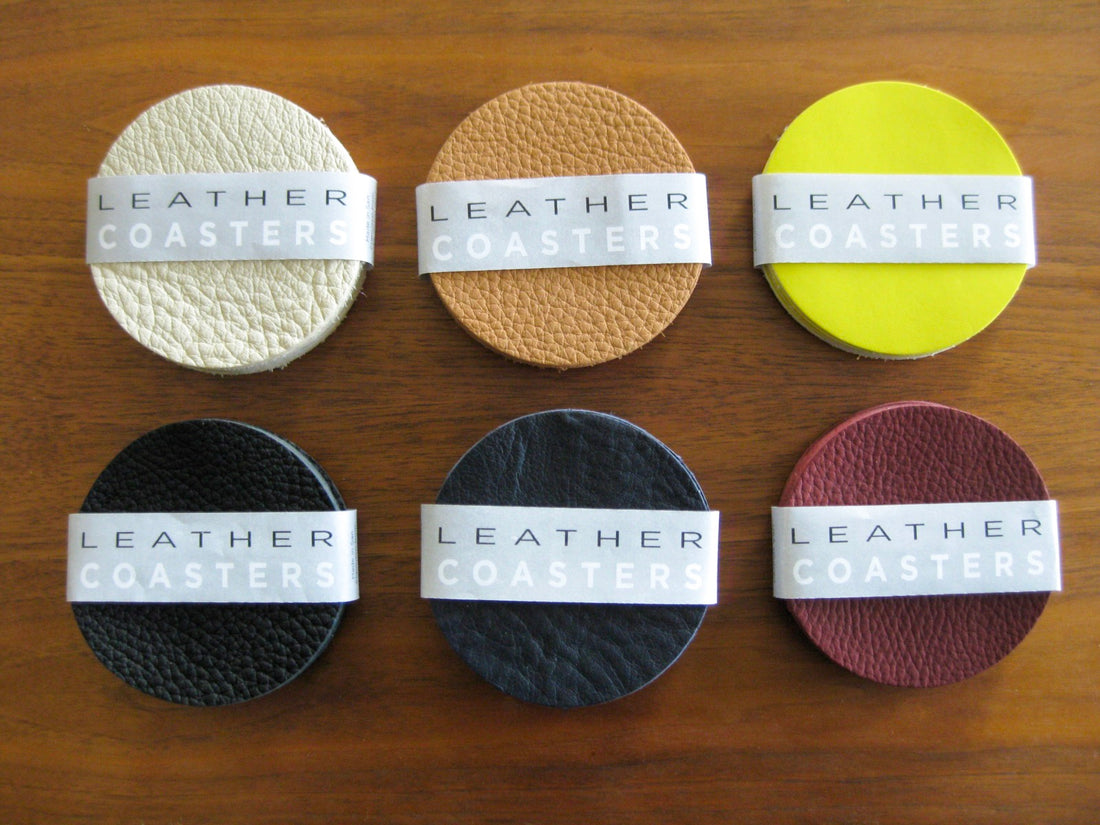 Leather Coasters - 6 coaster set