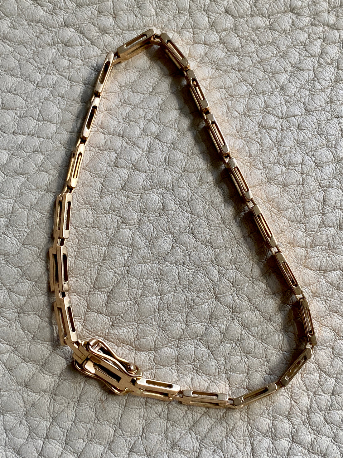 Chic square link 18k solid gold bracelet - Mid century