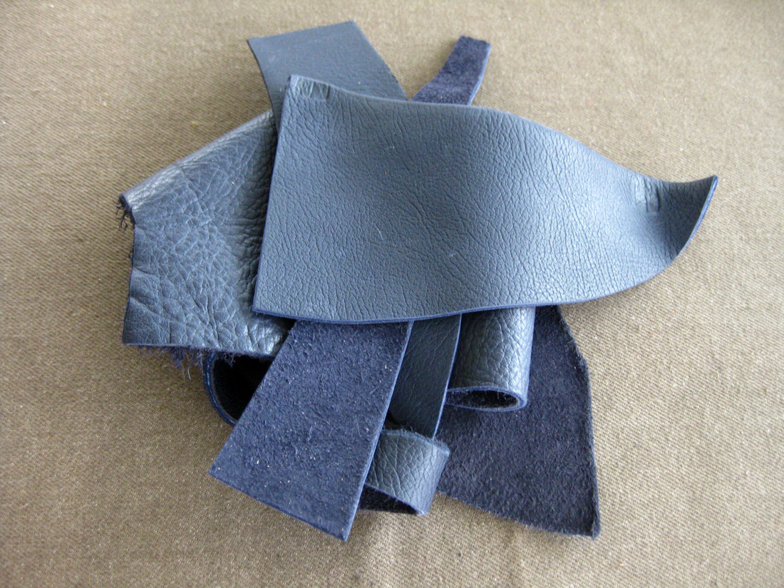 Leather scrap - half pound - Indigo blue bull hide